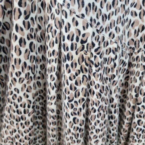 Vintage Shirt Dress 10 12 Midi Long Alt Fit Flare skirt Leopard Cheetah Keyhole - Picture 7 of 11